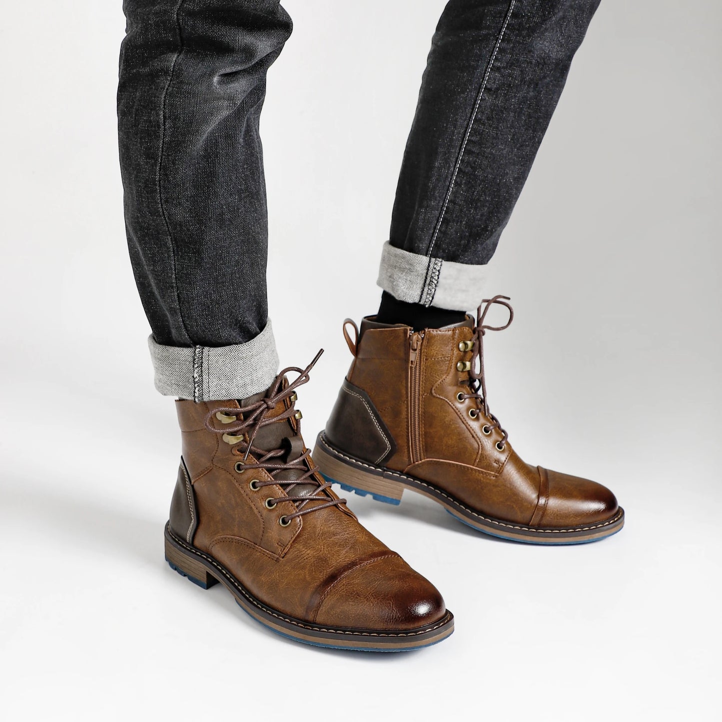 Size 8-13 Retro Men Boots 2026 Fashion Comfortable Spring Leather Boots