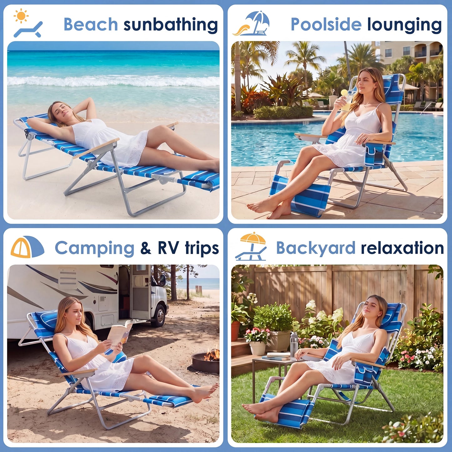 TCGBKAF Backpack Beach Chair with 5-Position Footrest Sunbathing Lounge Chair for Pool&Beach&Lawn Double Shoulder Straps Folding Tanning Chair with Face&Arm Hole