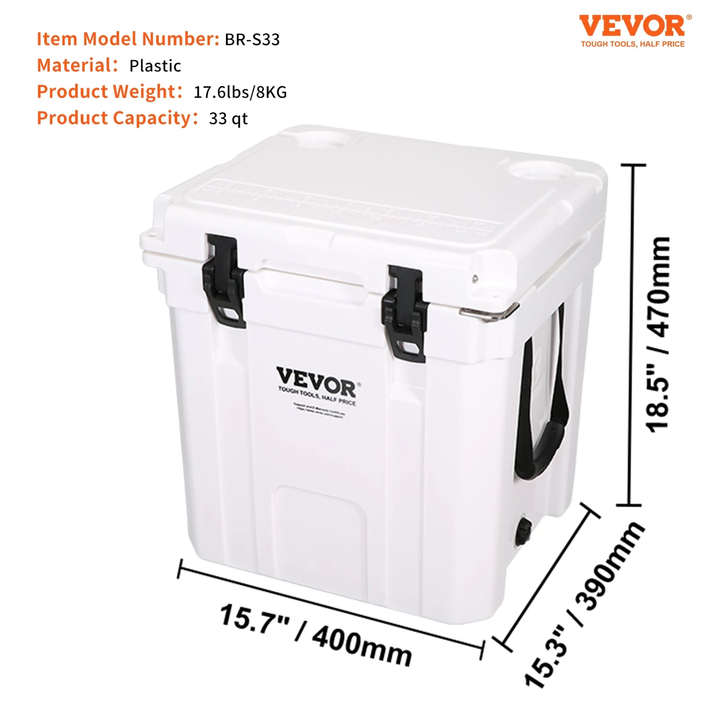 SucceBuy 25/33/45/52QT Portable Hard Cooler Fully Insulated Ice Chest Cooling Box Goods Basket for Beach Outdoor Camping Travel