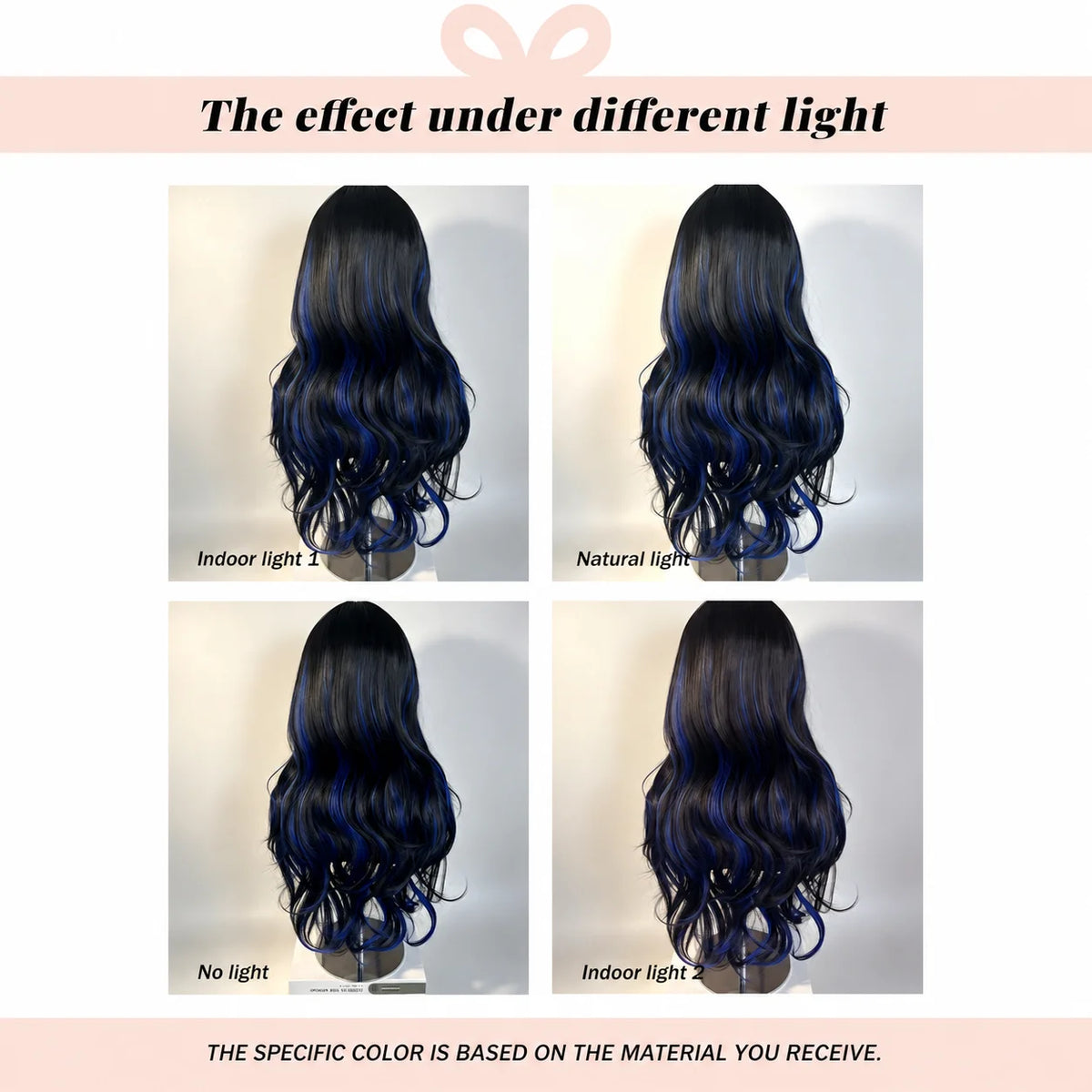 Halloween Wig 26-Inch Long Wavy Synthetic Wig Black and Blue Highlights Heat Resistant Wig for Women Black Wig with Blue Highlights Chemical Fiber Hair with Bangs Face Framing Cosplay Costume Party Goth Anime Daily Wear Soft