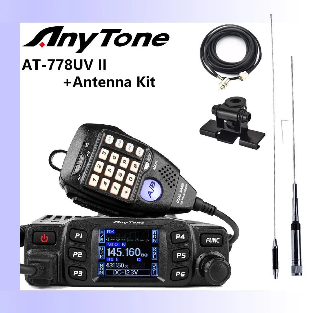 AnyTone AT-778UV II Dual Band Transceiver Mini Mobile Radio Station VHF 136-174 UHF 400-480MHz Amateur Radio  Walkie Talkie 25W