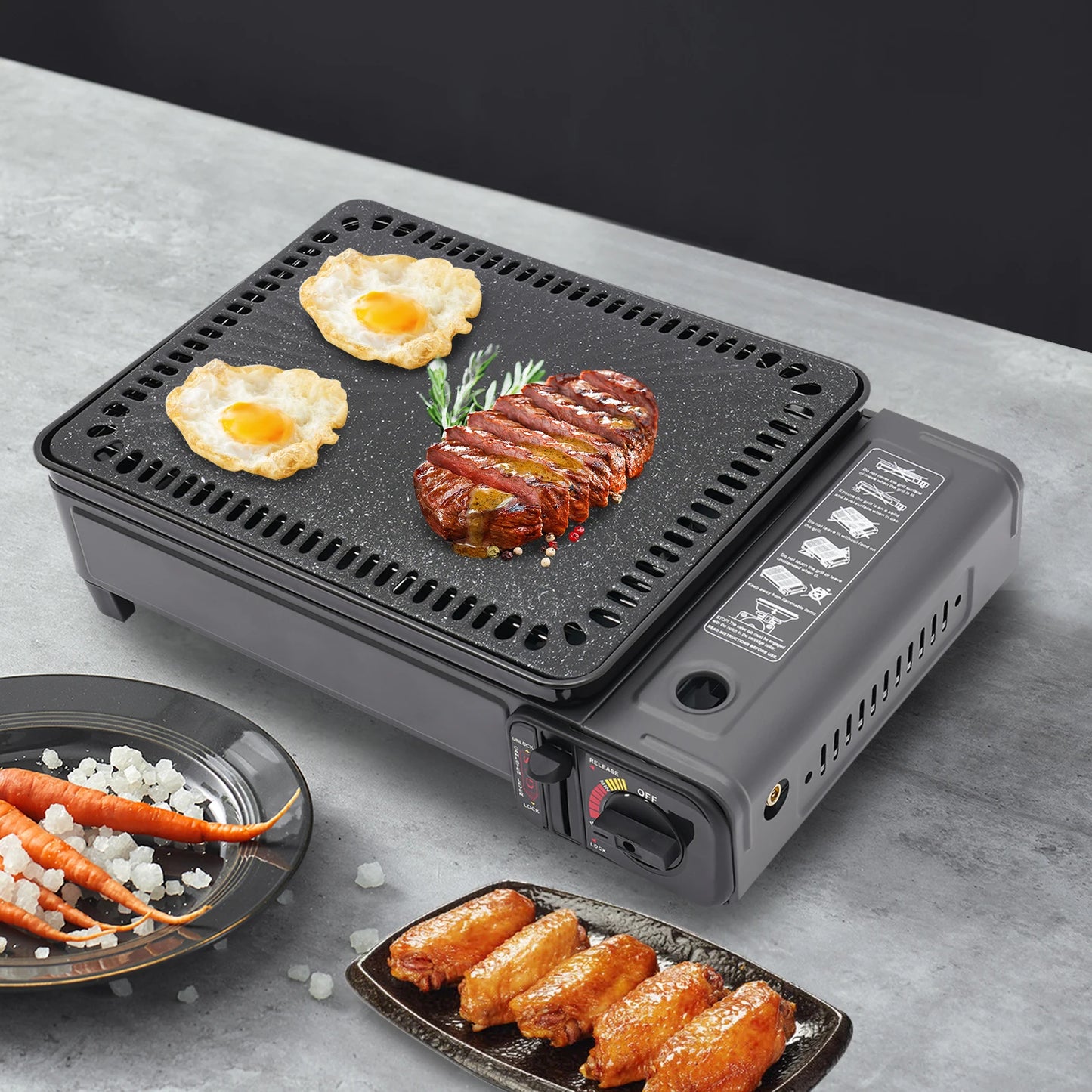 BYMAOCAR Butane Grill with Grill Net Stove Portable Camping Grill Gas Stove for Camping Traveling Trekking