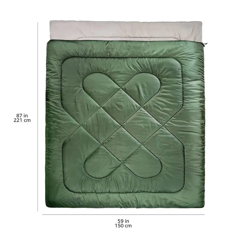 40F Cold Weather TwoPerson Sleeping Bag for Outdoor Camping, Queen Size XL, 87 x 59, Olive Green