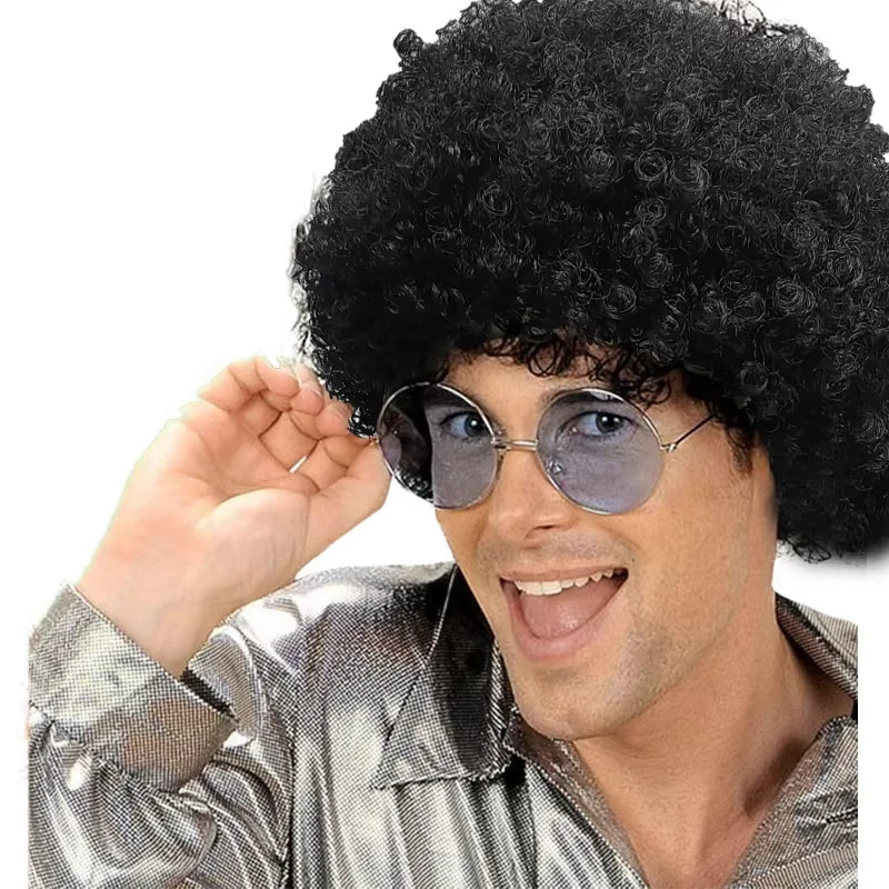 Colorful Rainbow Synthetic Curly Afro Fluffy Wig Cosplay Party Halloween Clown Disco Costume Role Play
