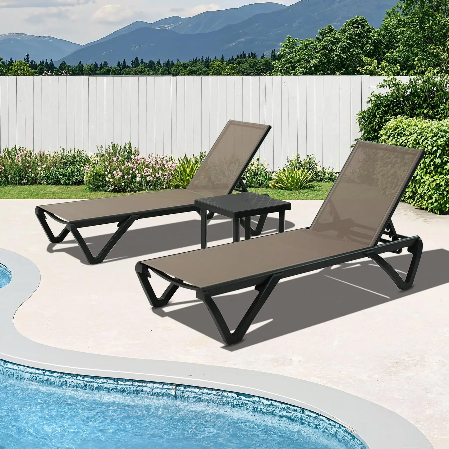Outdoor Rattan Daybed with 2 Side Tables, Multifunctional Wicker Patio Sofa, Sunbed Wicker Furniture Chaise Lounge Chair