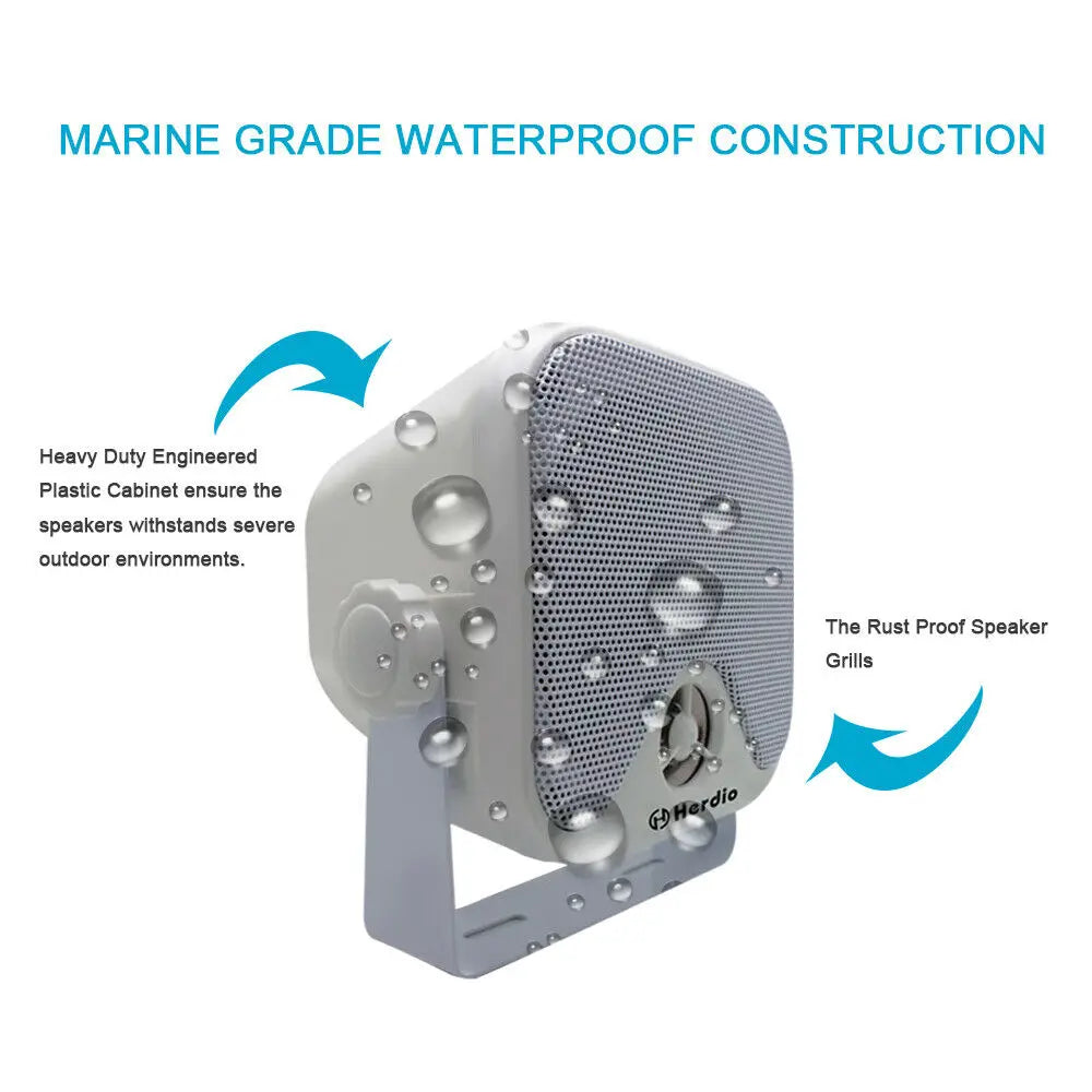 Herdio 4 Inch Heavy Duty Waterproof Boat Marine Box Outdoor Speakers Surface Mounted For Skid Steer ATV UTV RZR Golf Cart 2Pcs