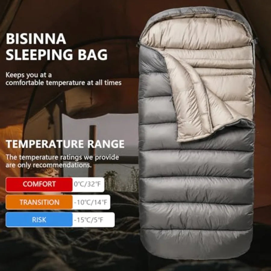 0 Degree Sleeping Bag XL for Adults Cold Weather Sleeping Bags Winter Big and Tall Large Sleeping Bags Zero Degree Camping