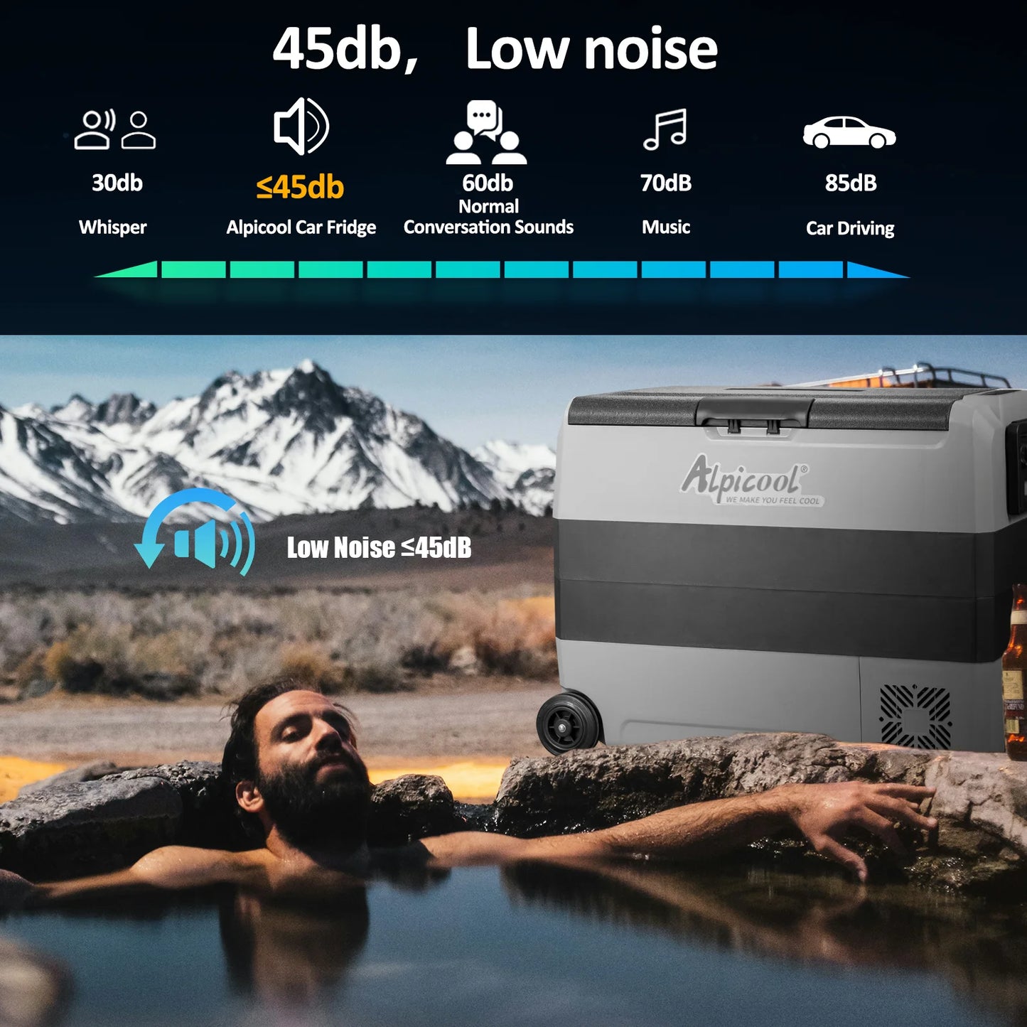 Alpicool T60 Dual Temperature Control 12 Volt Refrigerator 63 Quart Portable Car Fridge Freezer (-4°F~68°F) for Truck, RV, Boat