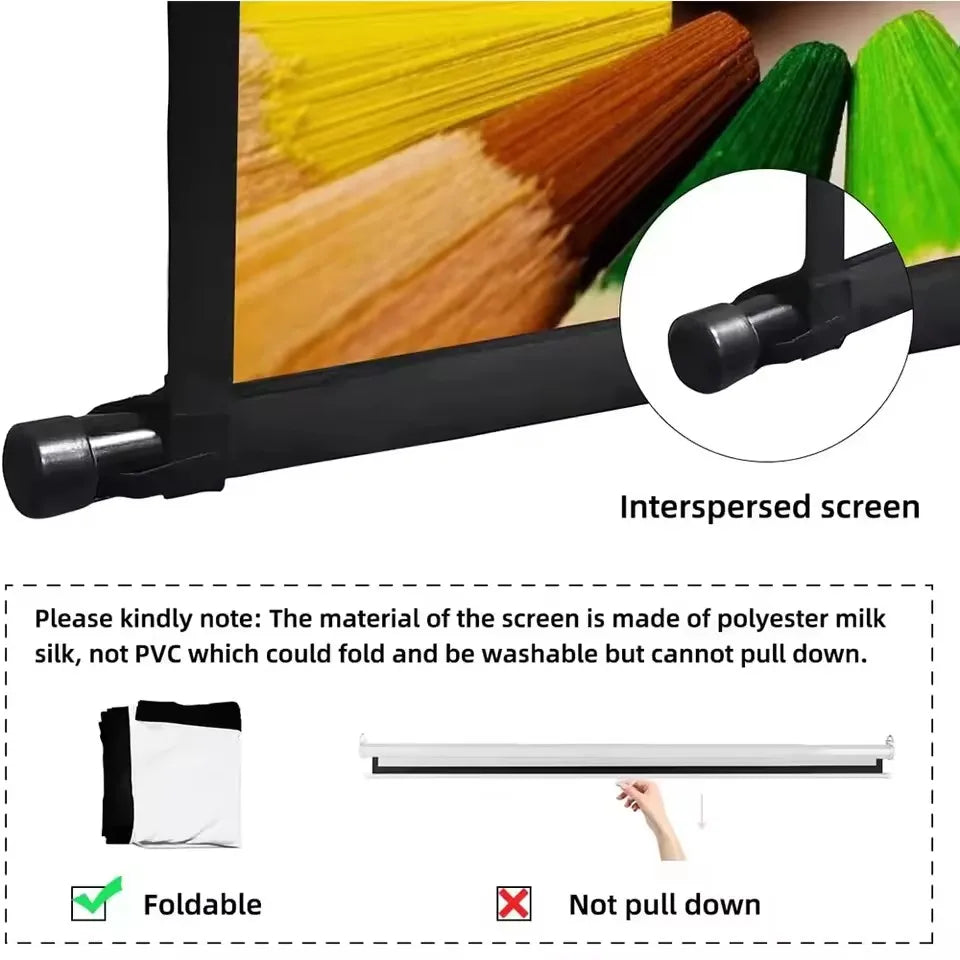 Projector Screen with Single Bracket-4K HD 16:9 Indoor/Outdoor Can Be Used for Theater/Office Backyard Party Theater Screen