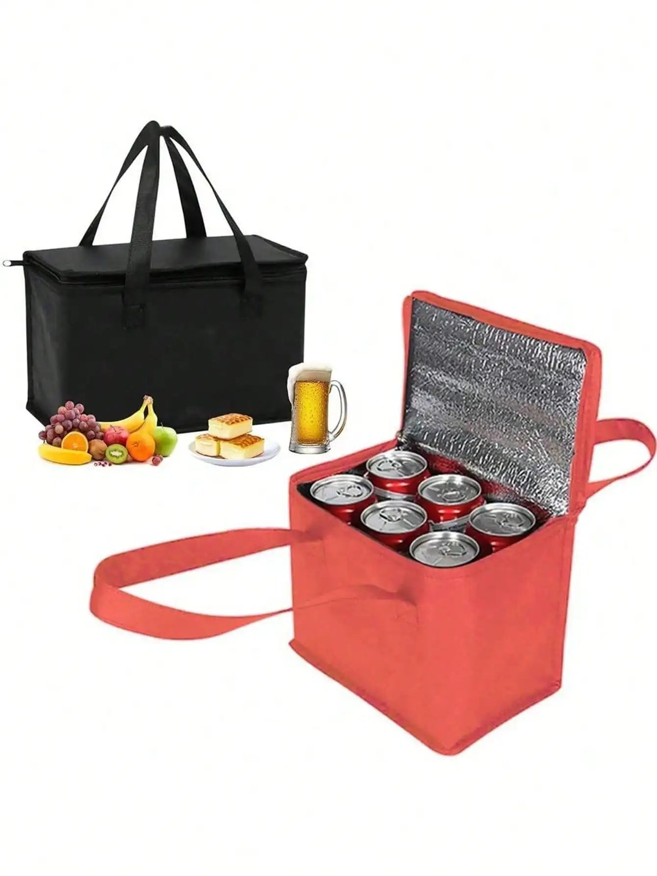 Portable Lunch Cooler Bag Folding Insulation Picnic Ice Pack Food Thermal Bag Drink Carrier Insulated Bags Food Delivery Bag, Camping Equipment