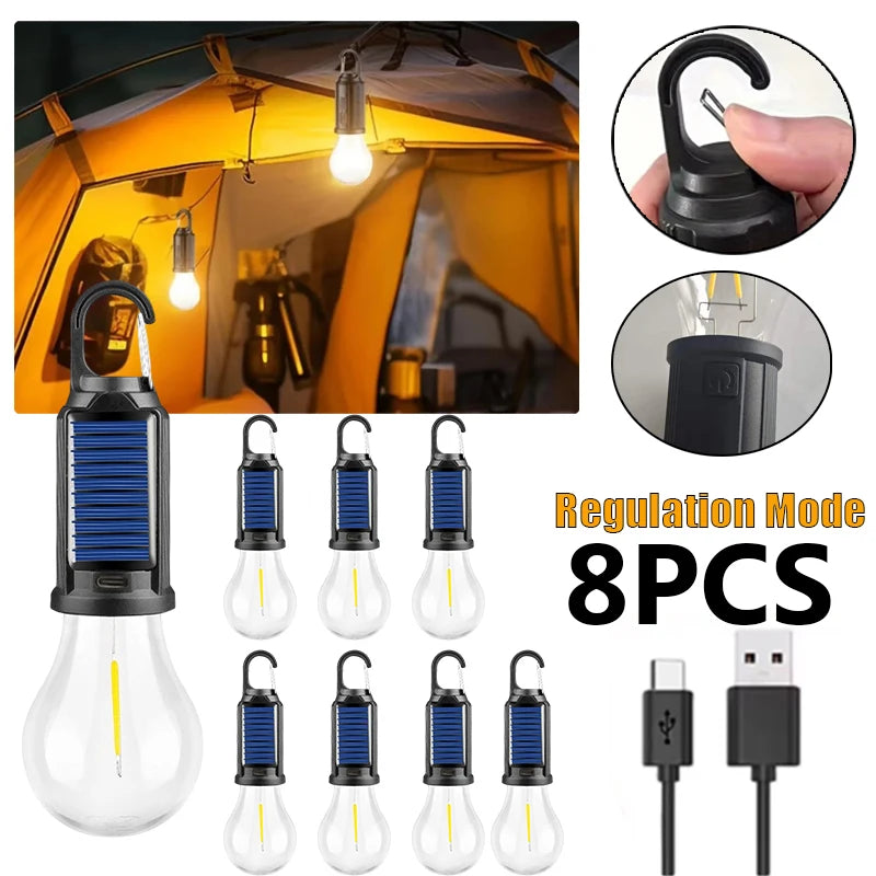 USB Rechargeable Outdoor  LED Lamp Bulbs High Brightness Emergency Light Hook Up Camping Fishing Portable Lantern Night Lights