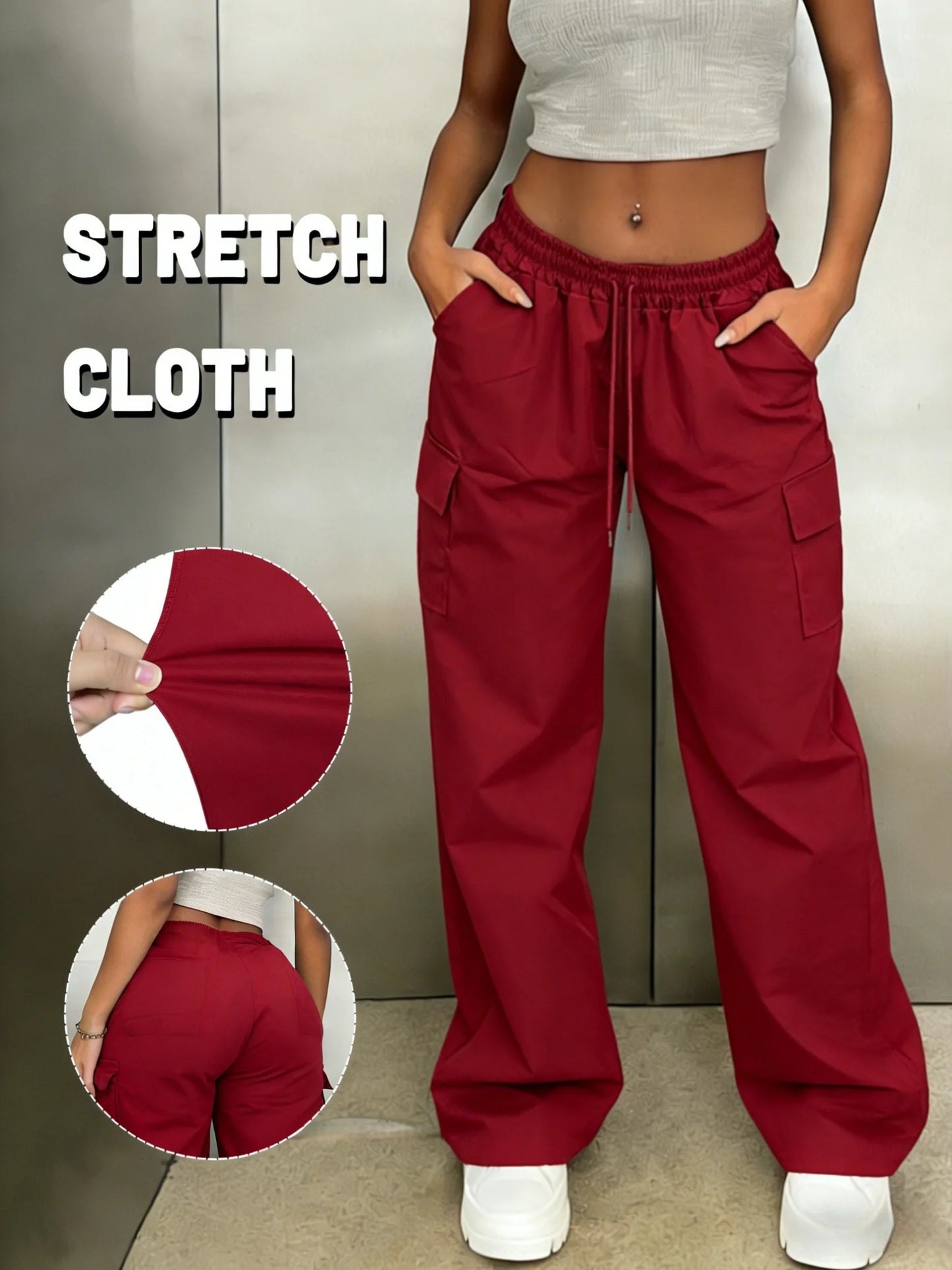 Women's High Waisted Stretch Cargo Pants Wide Leg Trousers Fall Outfits 2026 for Women