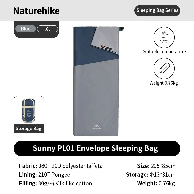 Naturehike Lightweight Compact Sleeping Bag Outdoor Camping Ultralight Envelope Sleeping Bag Portable Blanket Quilt with Compression Sack