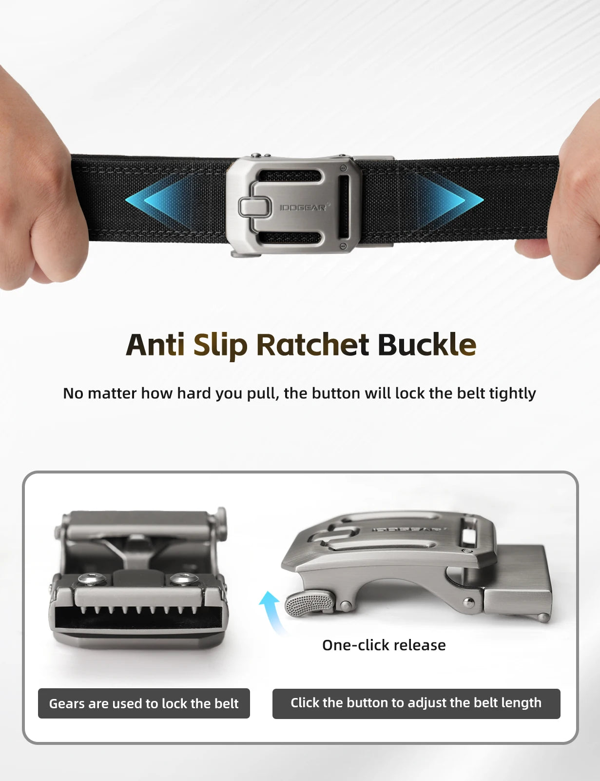 IDOGEAR SPORTS Tactical Ratchet Belt 1.5” EDC & CCW Gun Belt For Men Reinforce 1000D Nylon Belt with Adjustable Quick-Release 3447