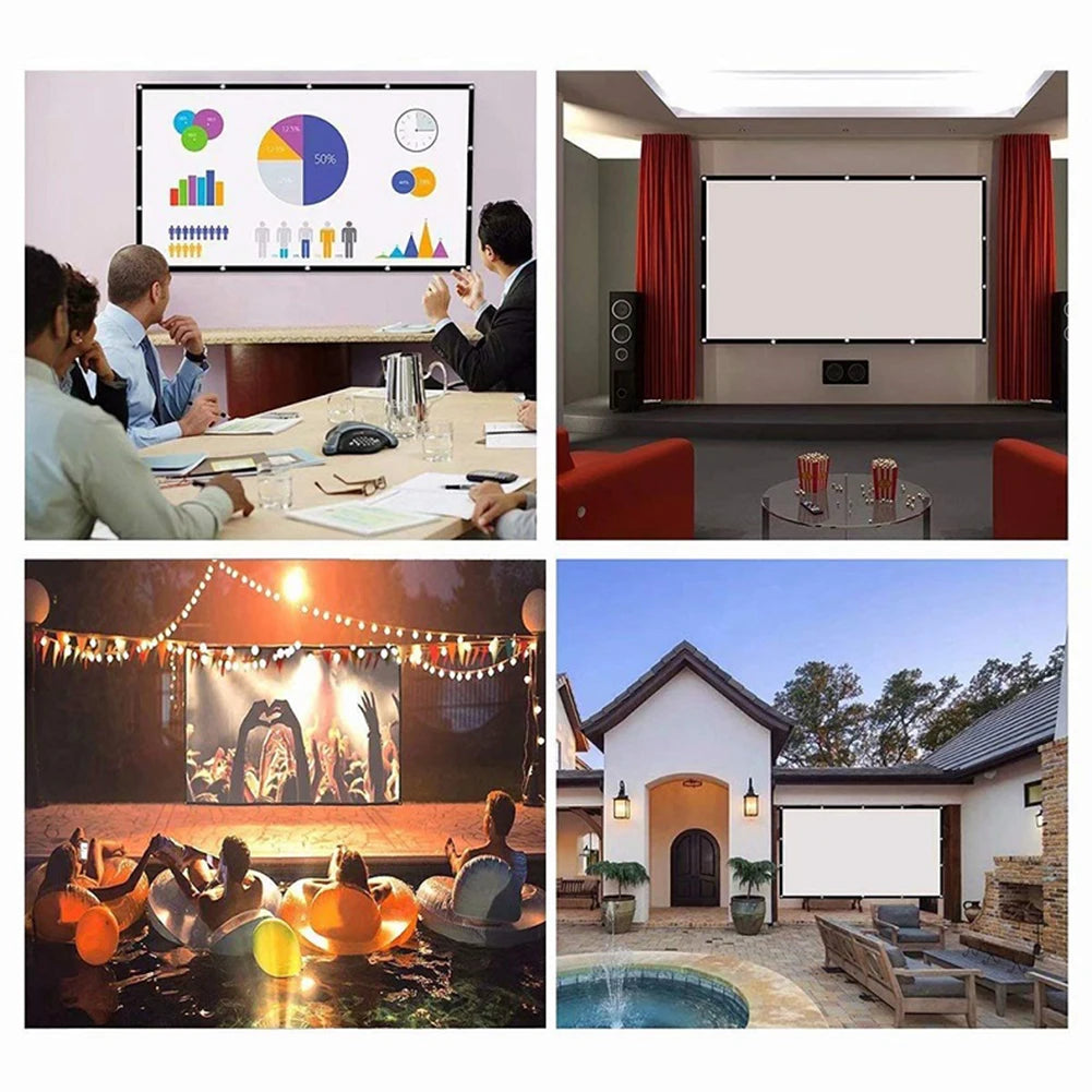 Portable Projector Screen Simple Curtain Anti-Light 60/70/80/100/120 Inches Projection Screens for Home Outdoor Office Projector