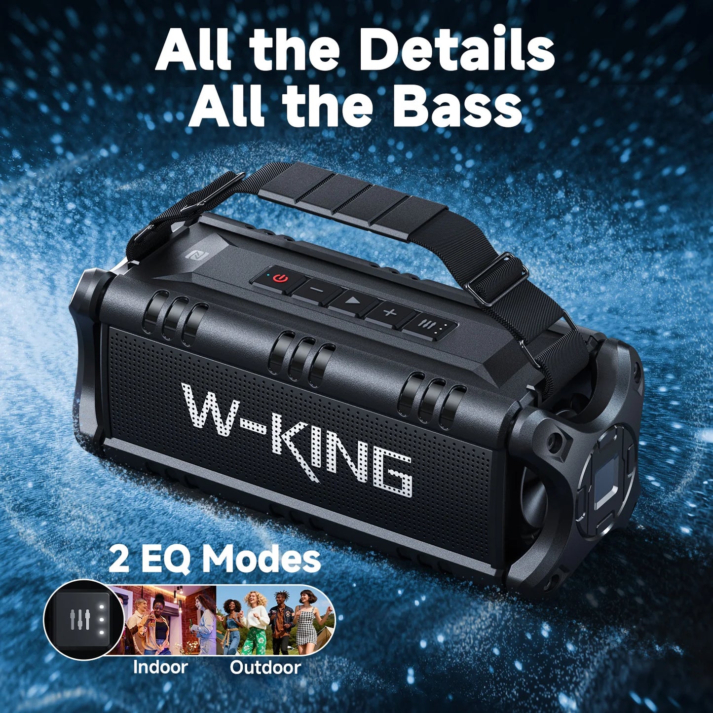 W-KING D8 Bluetooth Speaker, 50W RMS IPX6 Waterproof Loud Speakers Bluetooth Wireless, Large Outdoor Portable Party Box for Home, Outdoor, Beach, Swimming Pool