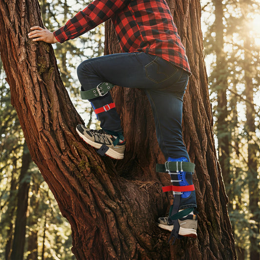 Professional Tree Climbing Gear Set, Durable Steel Spurs with Safety Harness & 220LBS Load, Ergonomic Foot Pedals for Logging, Hunting, Picking, Rescue, Arborist Use