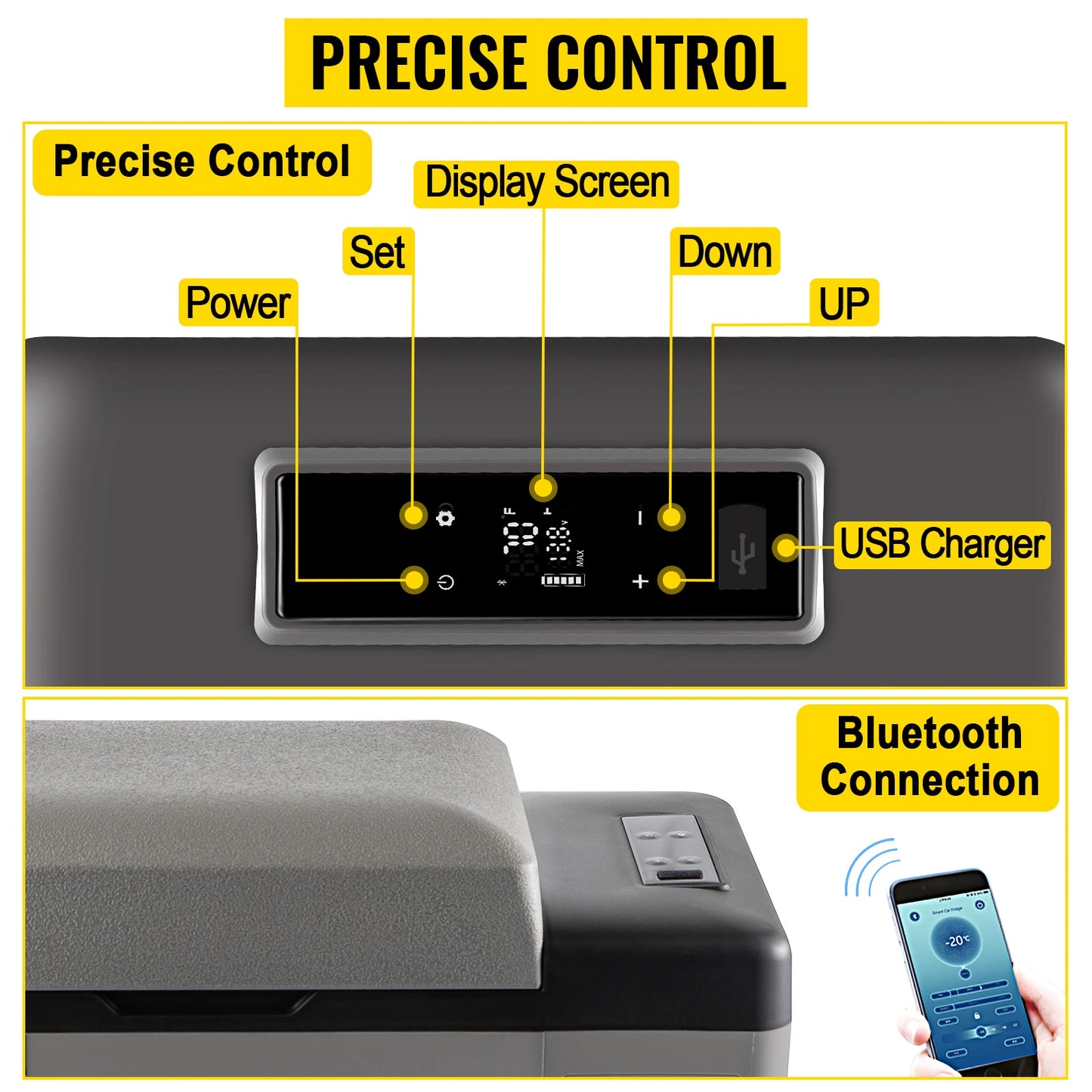 SucceBuy 15L - 55L Car Refrigerator Mini Fridge Freezer Portable Compressor Cooler DC 110-240V Ice Box for Camping RV Travel