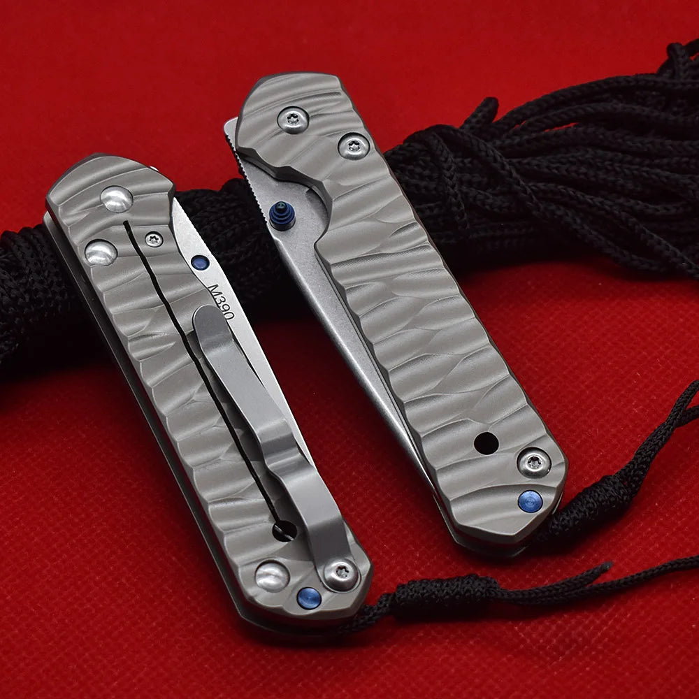 Steel Folding Knife, Ball Bearing, Stonewashed Titanium Alloy, High Hardness Sharp EDC Survival Tool for Outdoor Camping