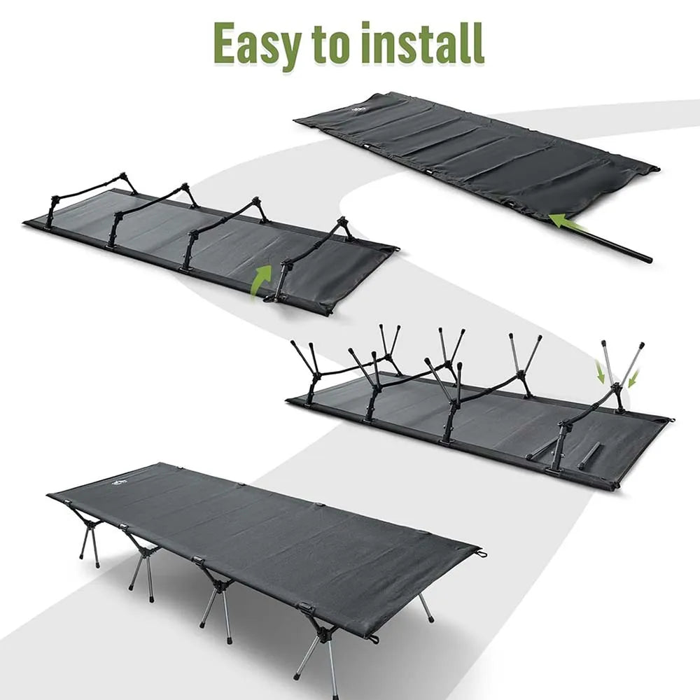 Night Cat Camping Cot Bed - Portable Folding Sleeping Cots for Adults 1-Person Outdoor Elevated Off-Ground Beds Easy Set-up