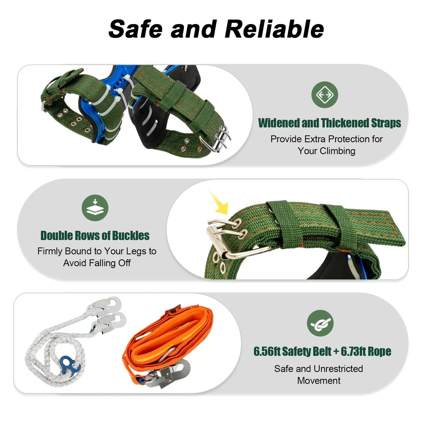 Tree Climbing Tools, Tree Climbing Tool Kit, Pair Tree Climbing Tools with Safety Belt&Rope