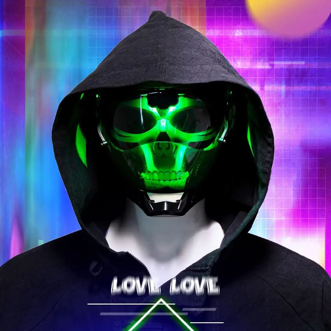 Robot Punk Cosplay Helmet Prop – Costume/Display Only – Not for Motorcycle Use – Halloween Mech Mask Party Role Play (Green)