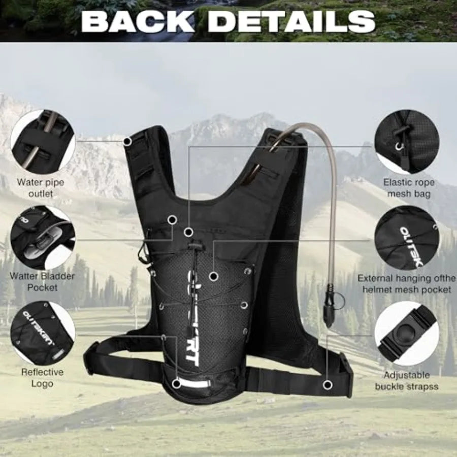 Hydration Backpack Vest Bag Lightweight Adjustable Pack with 2L Water Bladder Chest Bag for Hiking Cycling Hunting Climbing