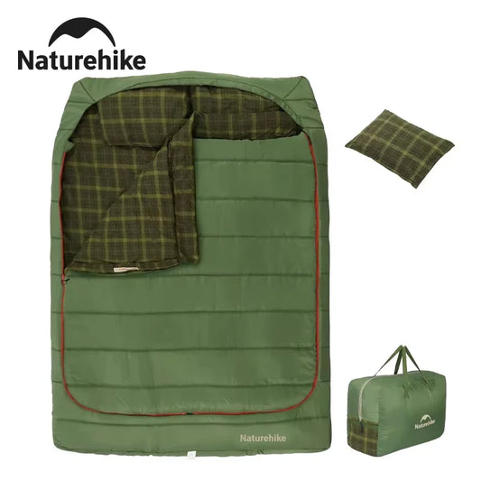 Flannel Sleeping Bag Two Person with Pillows for Adults Couples All Seasons Camping Hiking Backpacking Sleeping Bag