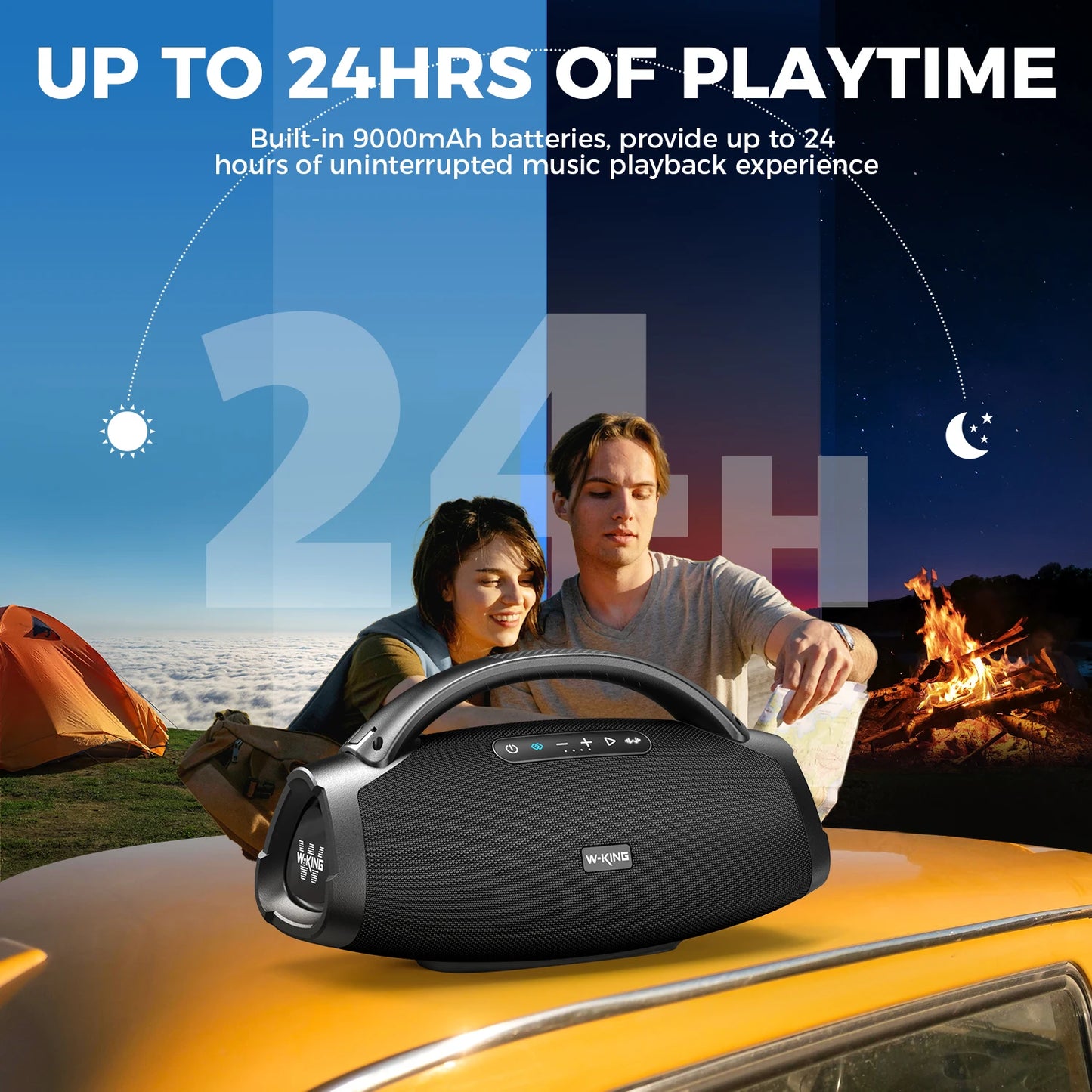 W-KING X20 200W RMS Portable Bluetooth Speakers, Massive Bass Party Boombox IPX7 Waterproof Speaker Large, Loud Outdoor Speaker