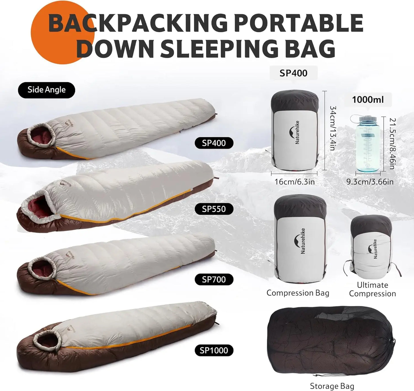 Mummy Sleeping Bag for Adults, 650 Fill Power Down, Cold Weather Backpacking Sleeping Bag for Camping Hiking, -1℉ 18℉ 30℉, YKK Zipper, RDS Certified