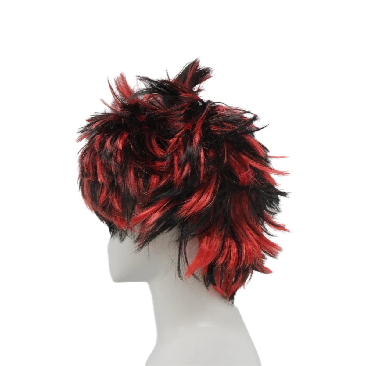 Black Red Spiky Wig Synthetic Short Messy Fluffy Layered Punk Rock Anime Costume Wig Halloween Cosplay Party Carnival 80s