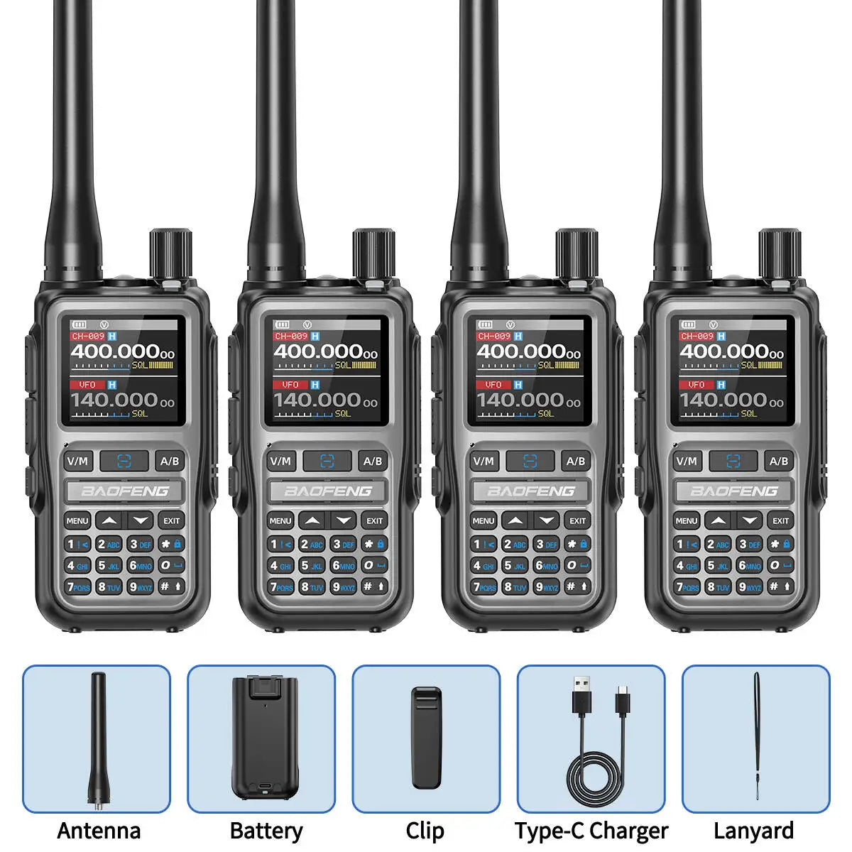 4PACK BAOFENG UV-5R MINI Walkie Talkie Bluetooth Programming Ham Two Way Radio Handheld Long Range Type-C Dual PTT Multi Band