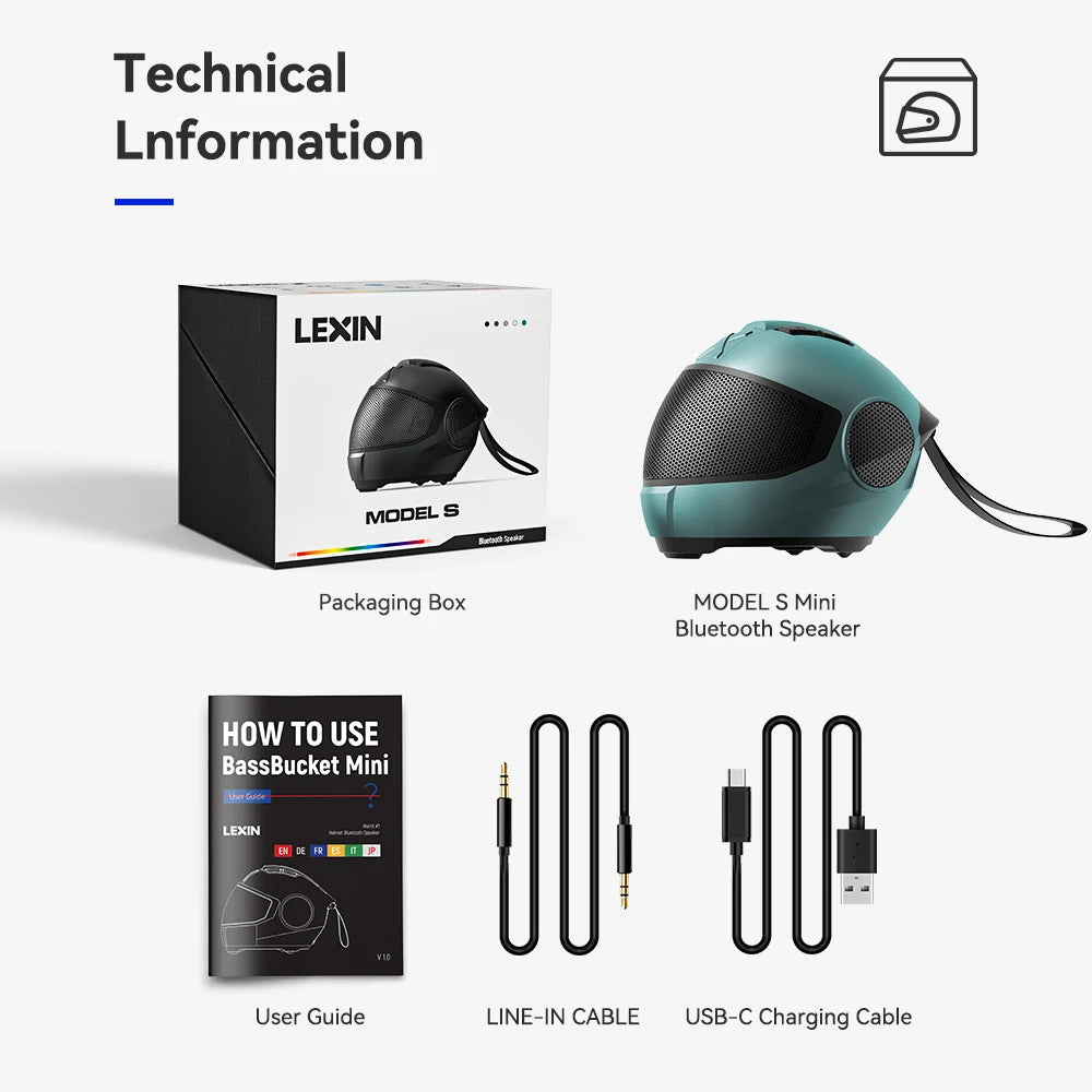 LEXIN Model-S Portable Bluetooth Speaker,Helmet Style Wireless Speaker,Powerful Loud Stereo Speakers, Deep Bass,IPX4 Waterproof