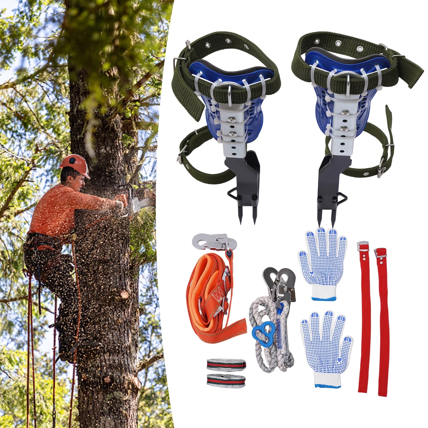 NEWEST Tree Climbing Spike Set - Adjustable Tree Climbing Gear with Spike Tool - Bearing Capacity up to 150 kg/ 330.69 lbs