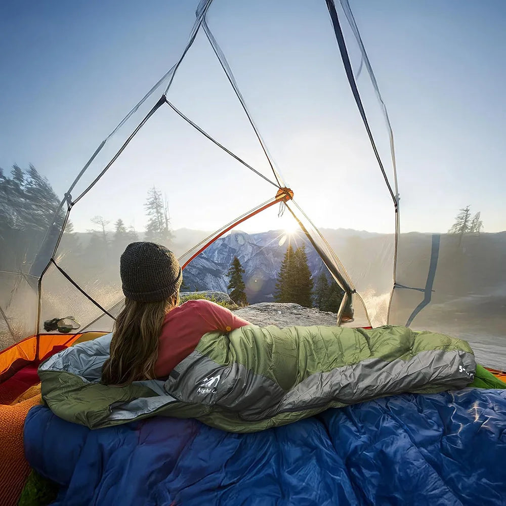 Night Cat Camping Sleeping Bag for Adults 3 Seasons Portable Lightweight Backpacking Hiking Traveling Indoor Outdoor Temperature 41–59 °F 2.6x6.3ft Switch to a Quilt or Blanket