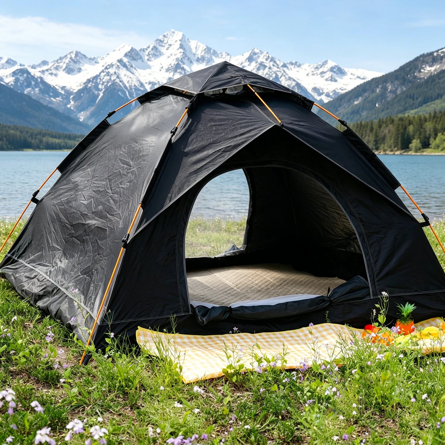 PAKICETUS 1/2/3 Person Instant Dome Tent, 60 Seconds Quick Automatic Setup Dual Doors Portable Pop Up Tent with Carry Bag, Lightweight Backpacking Tent for Outdoor Adventure Hiking Backyard Use