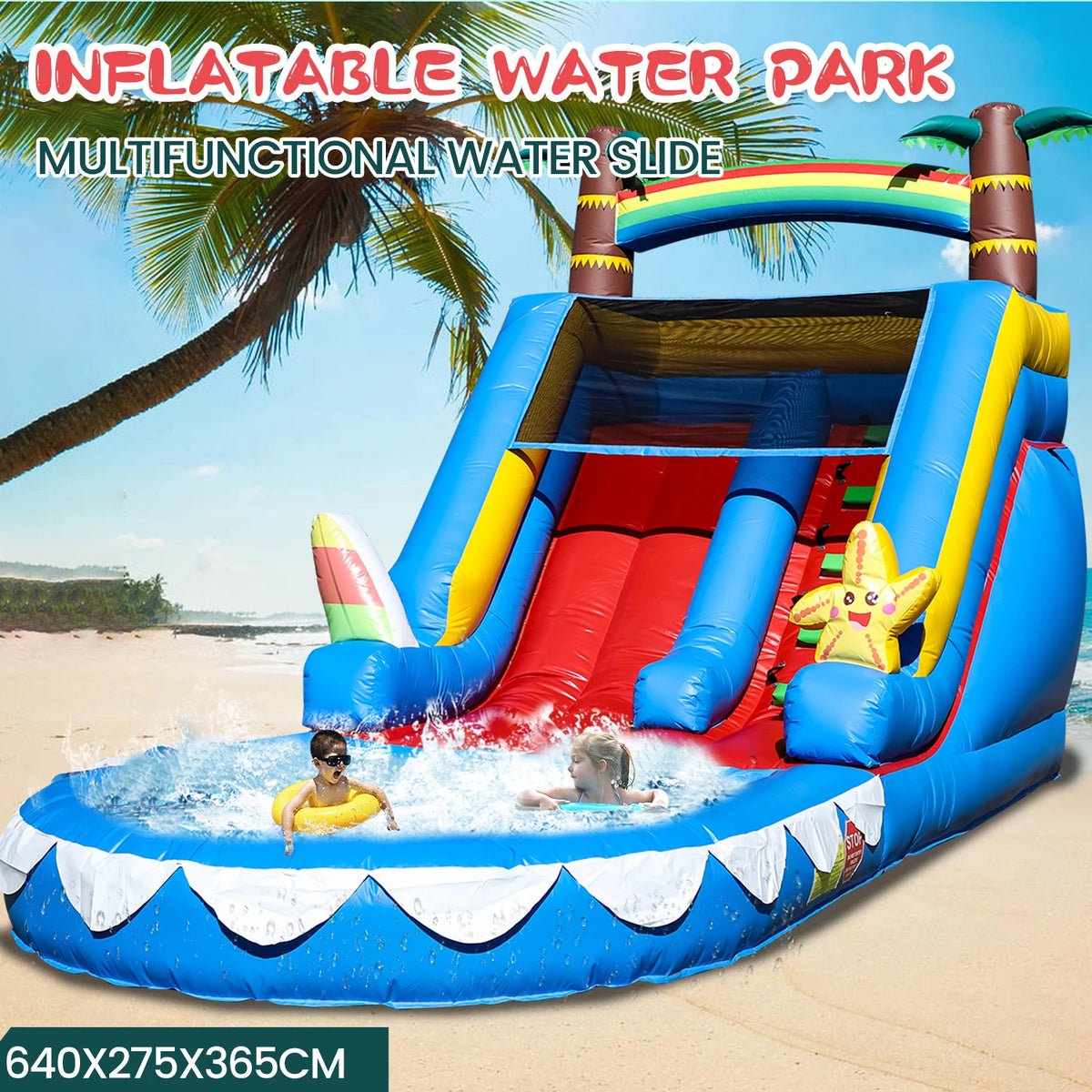 6.4m Commercial Large PVC Inflatable Bounce House Water Slide Splash Pool with Blower Children's playground, children's toys