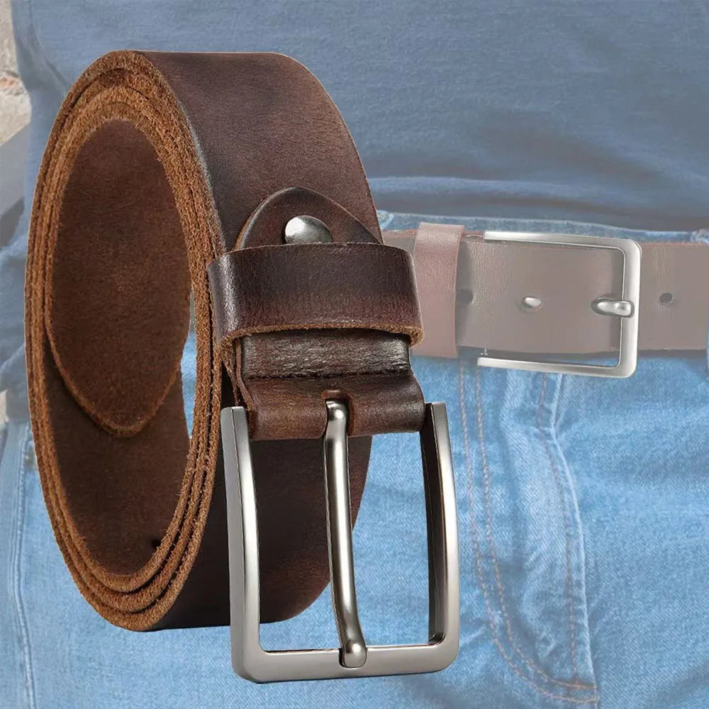 High-quality Metal Needle Pin Buckle High-quality Top Layer Cowhide Men's Casual Belt Genuine Leather for Men's High Quality Buckle Jeans Cowskin Casual Belts Business Cowboy Waistband Male Fashion Designer