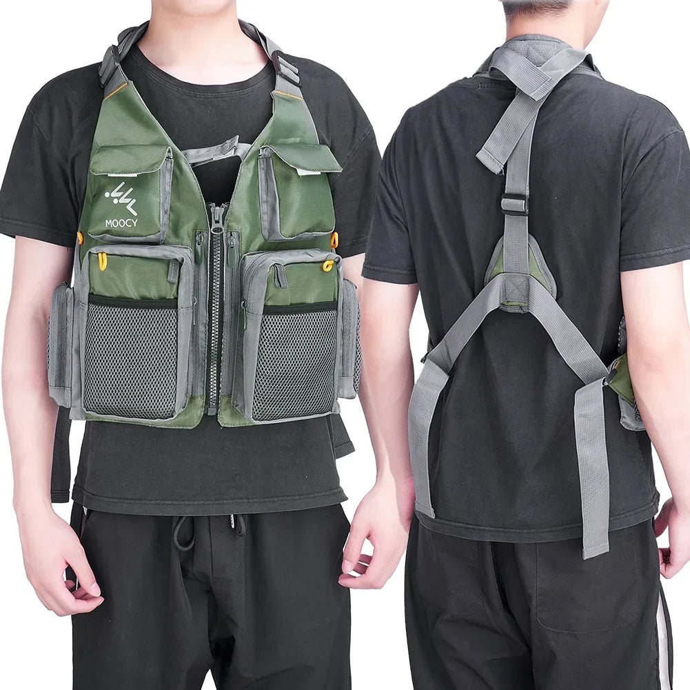 Fishing Vest Breathable Fishing Travel Mesh Vest with Zipper Pockets Summer Work Vest for Outdoor Running Travel Hiking