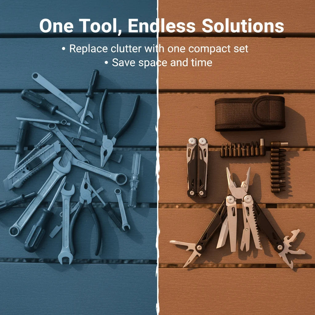 27 in 1 Multitool Pliers - Stainless Steel Survival Tool with Screwdriver/Saw/Spring Scissors for Camping, Fishing, Hiking (Nylon)