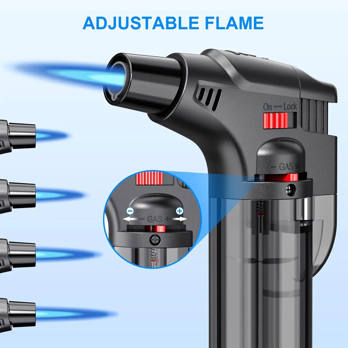 Windproof Refillable Torch Lighters, 4-Pack for Candles, Grills & Camping, Safe & Durable