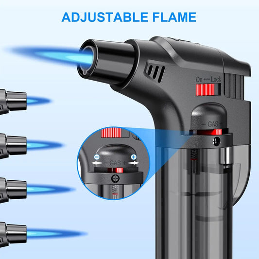 Windproof Refillable Torch Lighters, 4-Pack for Candles, Grills & Camping, Safe & Durable