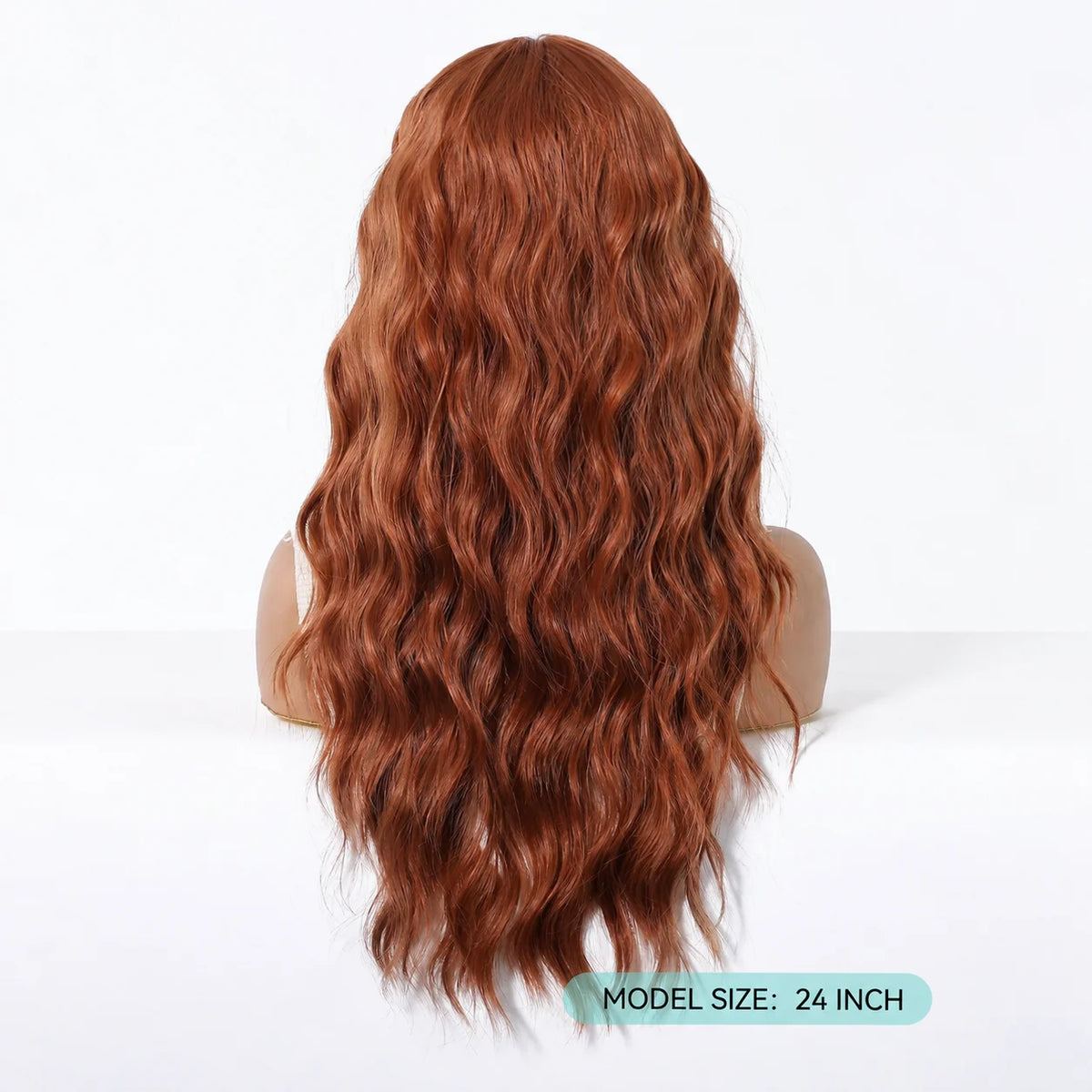 Halloween Wig TopShe Long Wave Rust Brown Wig for Woman Synthetic Wig Copper Brown Heat Resistant Fiber with Layered Comfortable Breathable Suitable for Daily Gatherings Female Role-Playing Wig Hairstyles