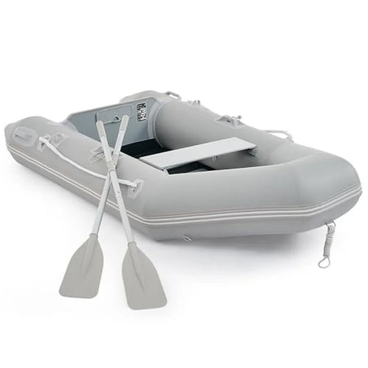 Inflatable Dinghy Boat For Outdoor Recreation, PVC Material, Gray Color, 7.5ft Length And 660lb Capacity With Oars