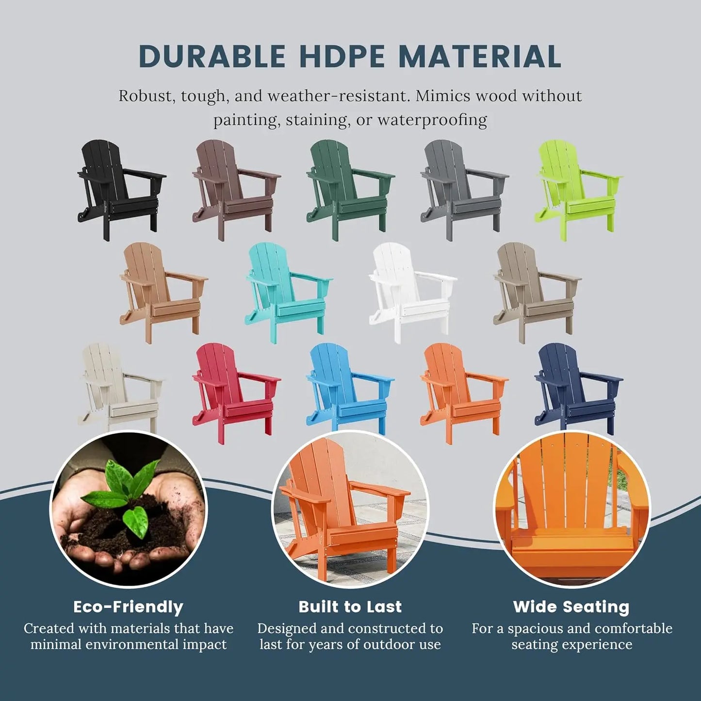 Outdoor Folding Poly Adirondack Chair (Set of 4), Orange, Customized