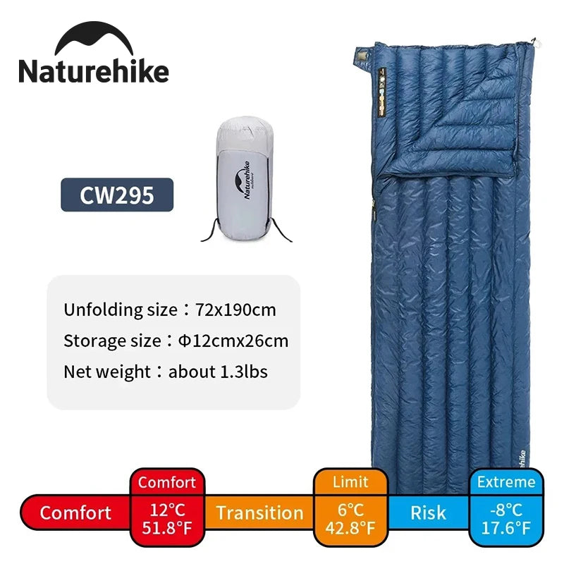 Naturehike Ultralight Backpacking Duck Down Sleeping Bag for Adults Warm Splicable Double Quilt 2 Person Sleeping Bags for Hiking Camping 3 Seasons