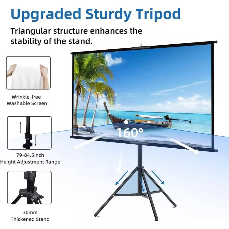 Projector Screen with Single Bracket-4K HD 16:9 Indoor/Outdoor Can Be Used for Theater/Office Backyard Party Theater Screen