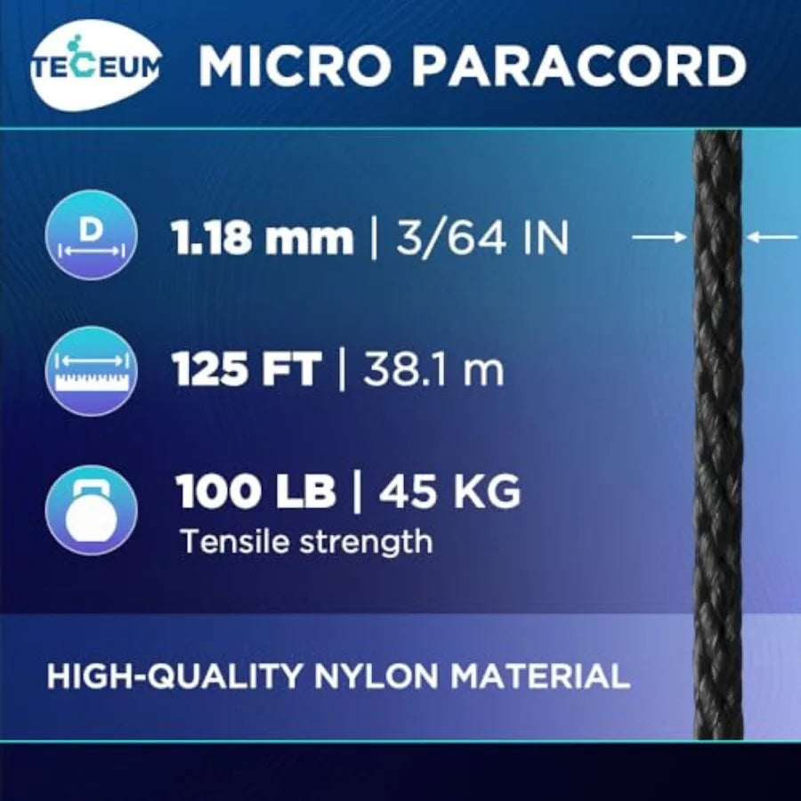 Micro Paracord 1.18 mm X Micro Utility Cord Thin Braided Paracord Rope Best for Crafting, DIY Projects, Fishing, Camping Wind C