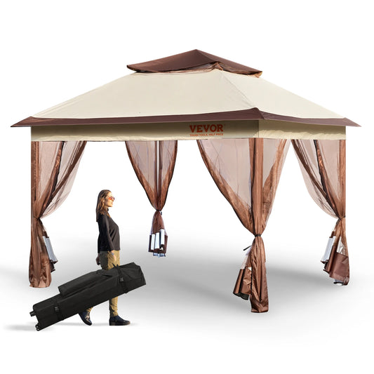 VEVOR 11x11ft/10x10ft/10x13ft Portable Gazebo PU Coated 250D Garden Market Waterproof Collapsible Canopy Party Tent for Outdoor