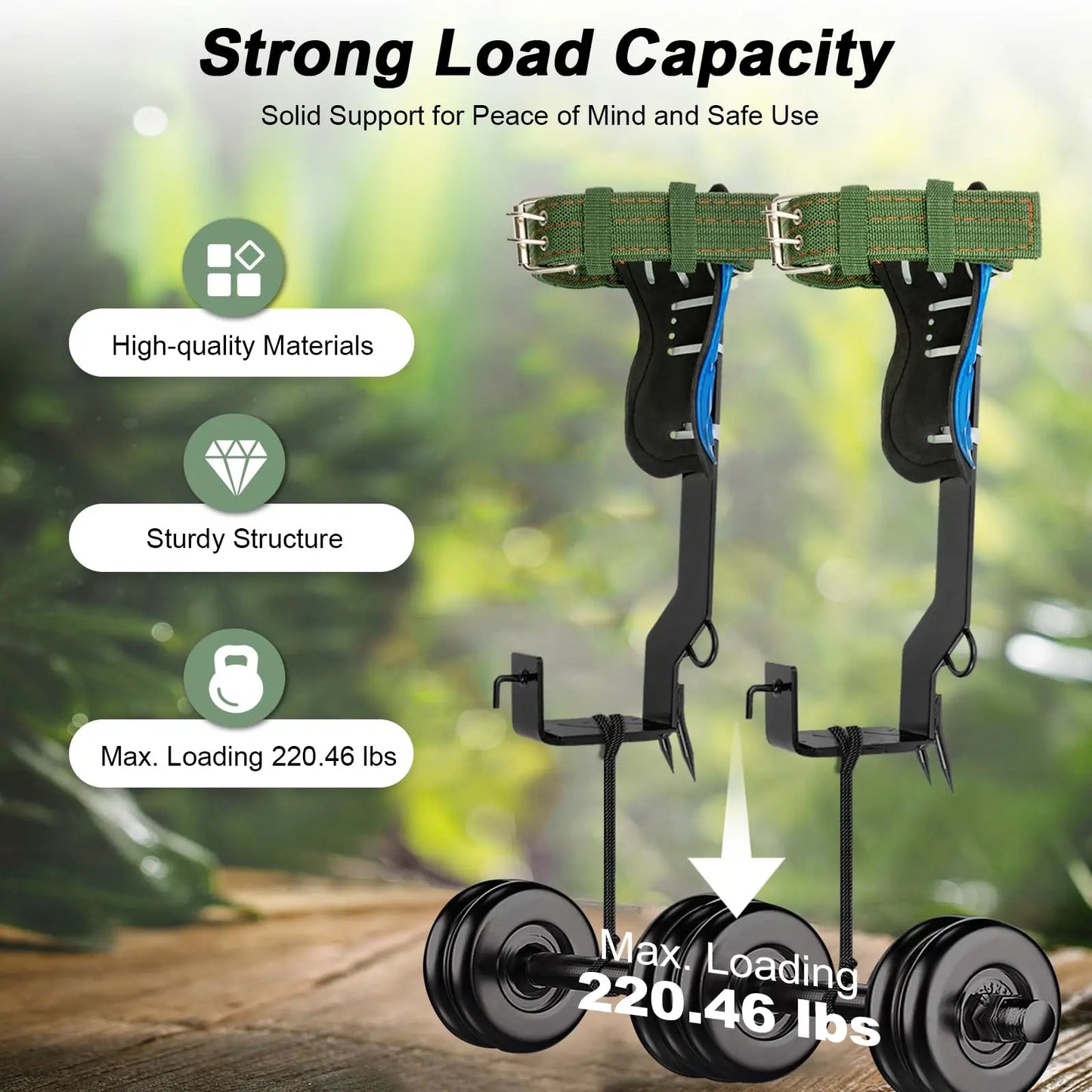 Tree Climbing Tools, Tree Climbing Tool Kit, Pair Tree Climbing Tools with Safety Belt&Rope